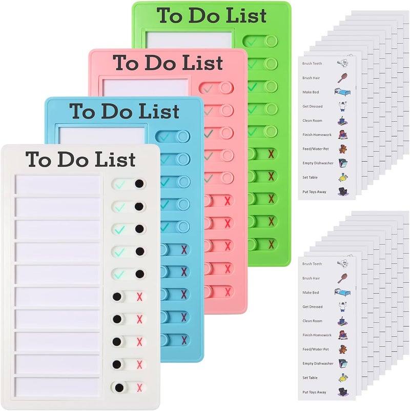 Aleric 4 Pcs Chores Chart for Kids, Daily Routine Chore Chart for Kids, Visual Schedule for Kids Chore Charts, Chore Board, RV Checklist, Sliding Planning Board to Do List ADHD Tools for Multiple Kids - Image 1